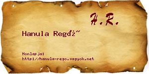 Hanula Regő névjegykártya